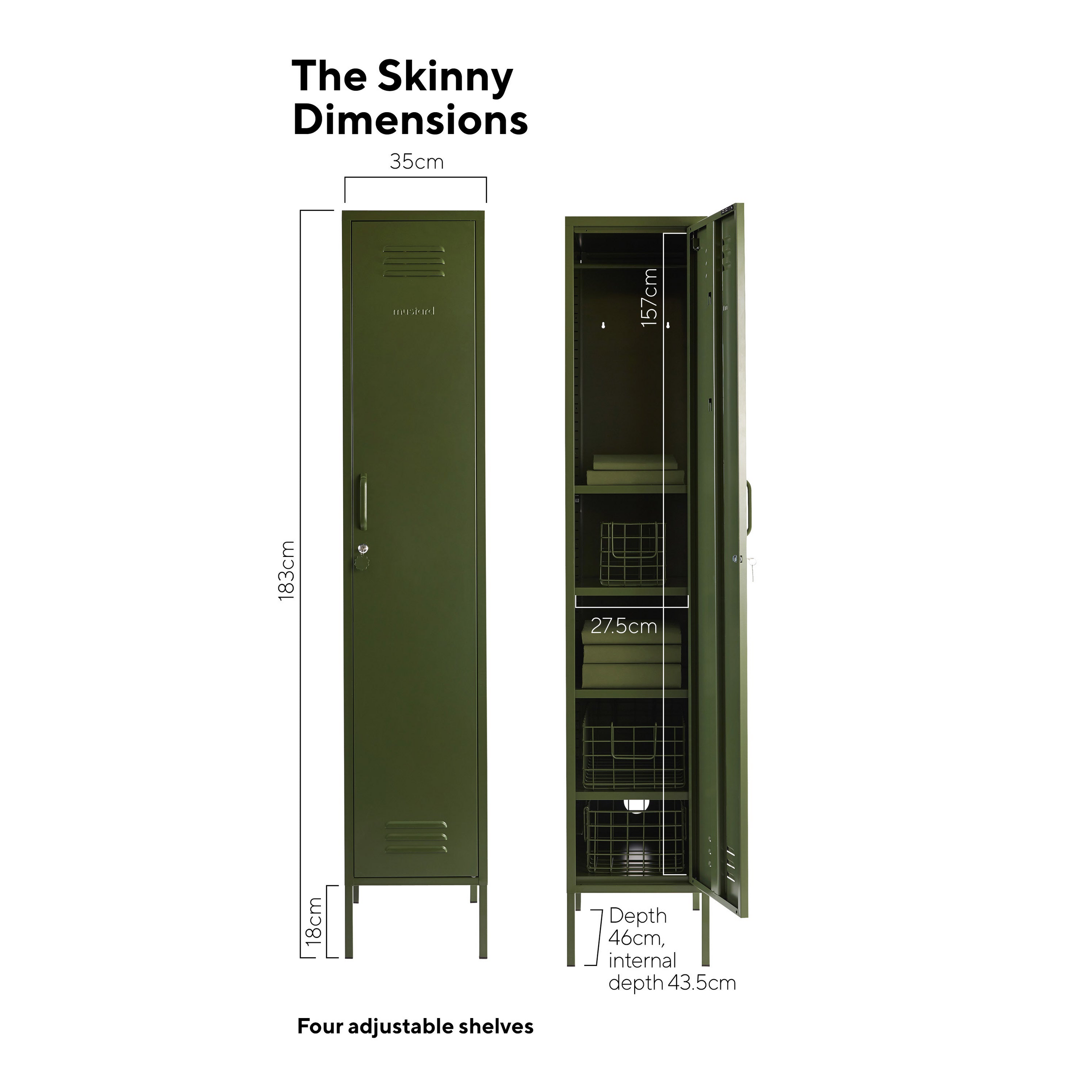 The Skinny Single Door Locker Cabinet (Olive) - Mustard Made