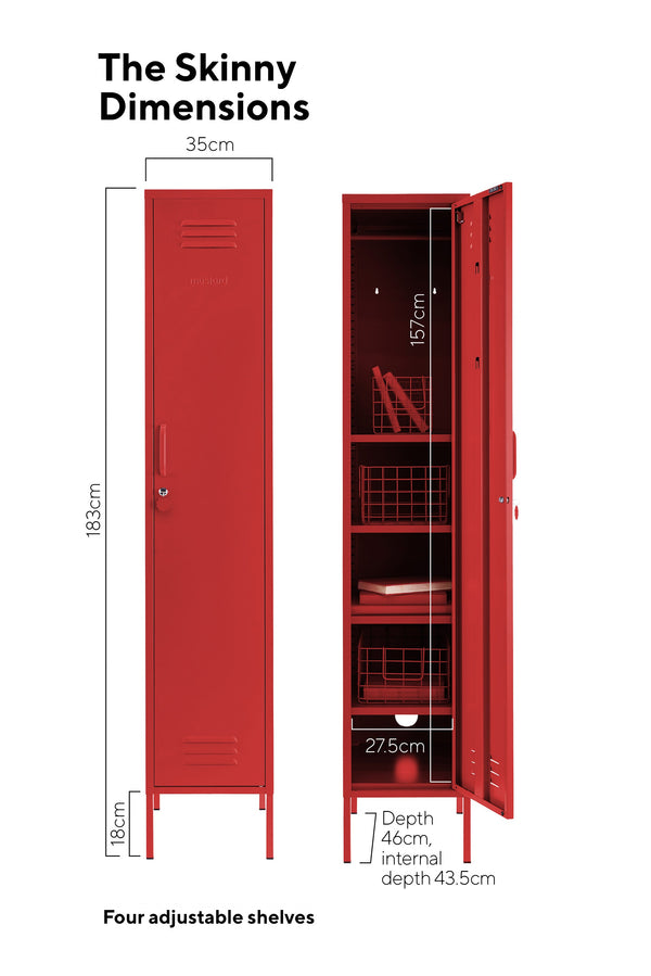 The Skinny Single Door Locker Cabinet (Poppy)