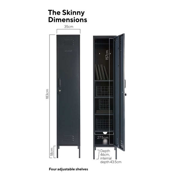 The Skinny Single Door Locker Cabinet (Slate)