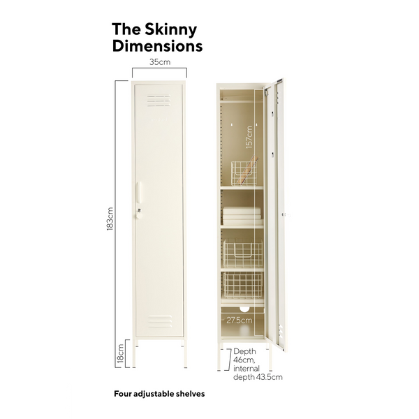 The Skinny Single Door Locker Cabinet (Chalk)