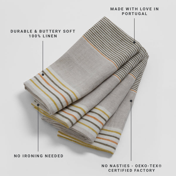 Sophie Stripe Set of 4 100% Linen Napkins