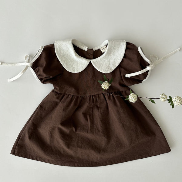 Leonie Peter Pan Collar Summer Dress (Cocoa)
