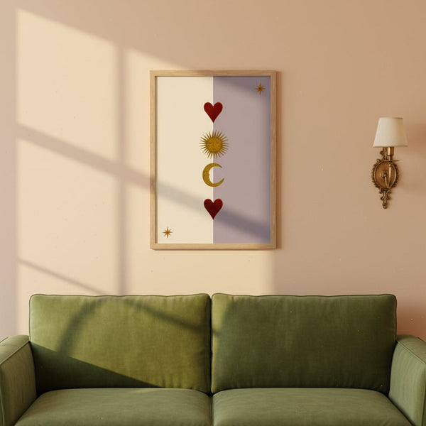 Sun, Moon and Heart Art Print