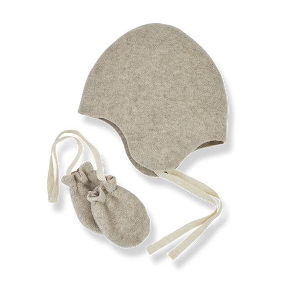 Tanit Baby Bonnet and Mittens Set (Beige)