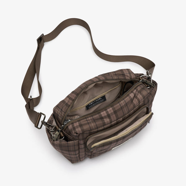 Inka Buggy Changing Bag Organiser (Brown Tonal Tartan Print)