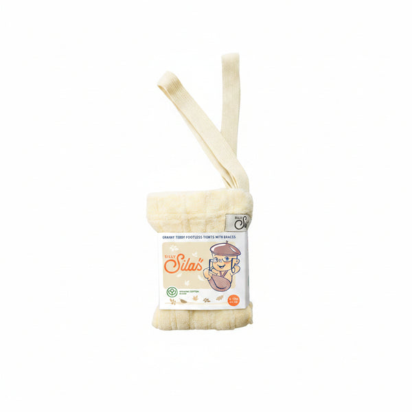 Silly Silas Soft Terry Rib Footless Tights with Braces (Lemon Icing)