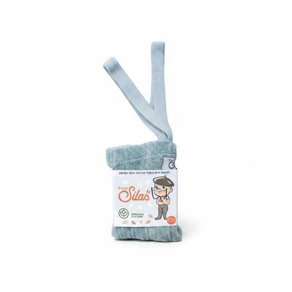Silly Silas Soft Terry Rib Tights with Braces (Misty Blue)