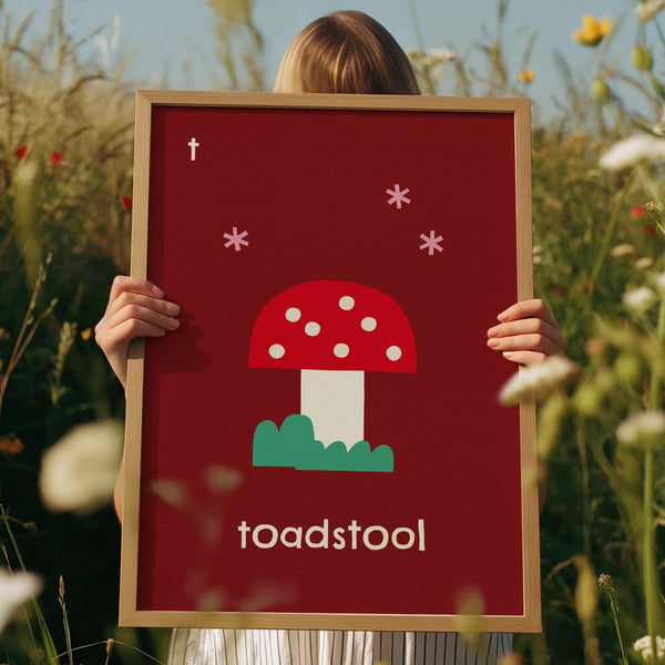 T for Toadstool- Alphabet Art Print
