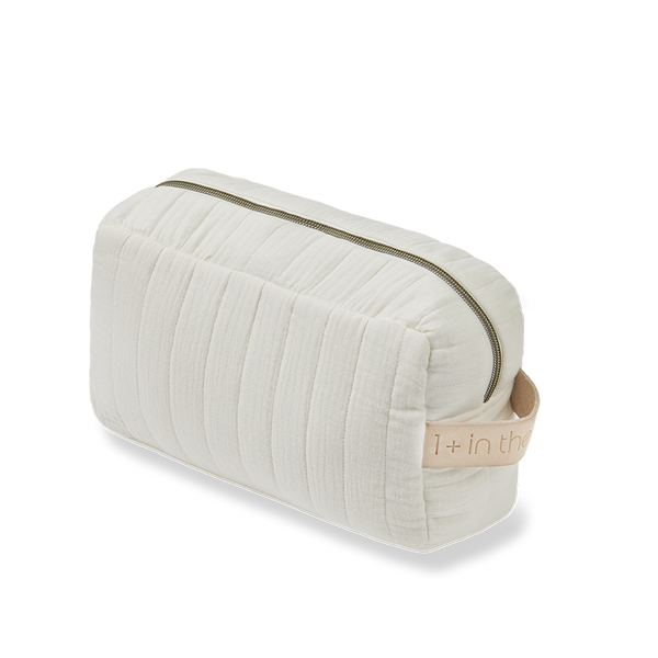 Cotton Quilted Toiletries Mama Pouch (Ivory)