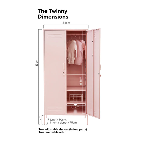 The Twinny Double Door Locker Wardrobe (Blush)