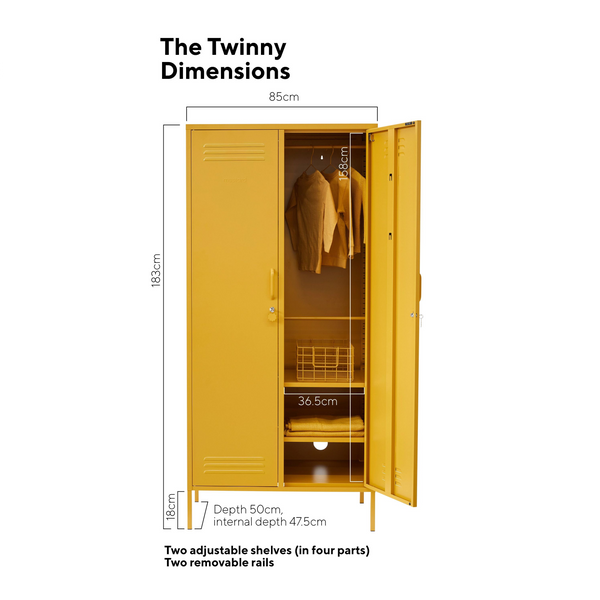 The Twinny Double Door Locker Wardrobe (Mustard)
