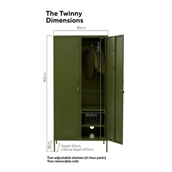 The Twinny Double Door Locker Wardrobe (Olive)