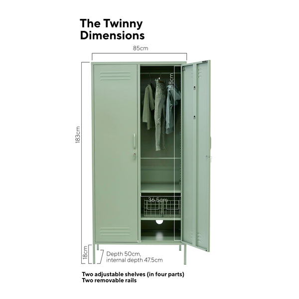 The Twinny Double Door Locker Wardrobe (Sage)
