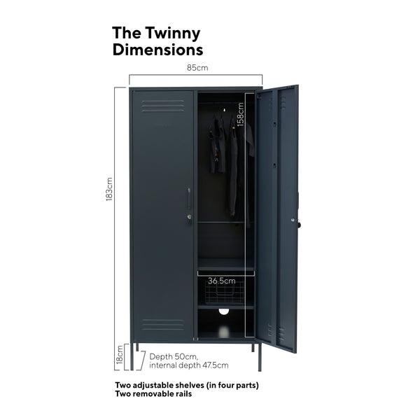The Twinny Double Door Locker Wardrobe (Slate)