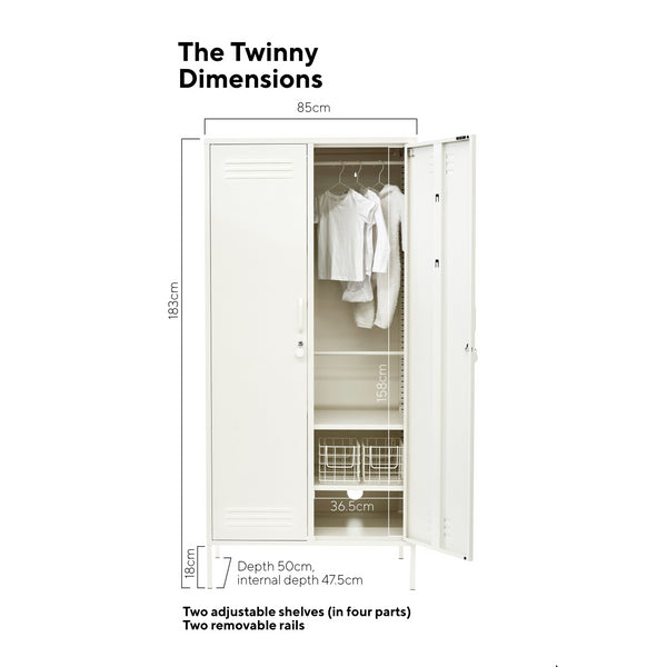 The Twinny Double Door Locker Wardrobe (Chalk)