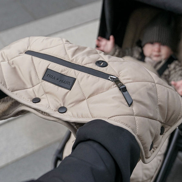 Universal Quilted Fleece Lined Buggy Handmuff (Taupe) Tiba Marl