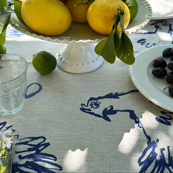 Hens & Eggs Linen Tablecloth