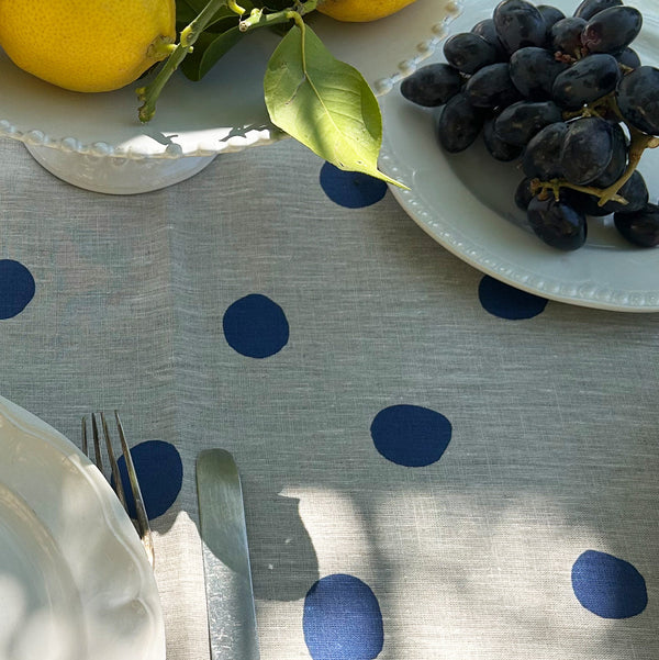 Polka Dot Linen Tablecloth
