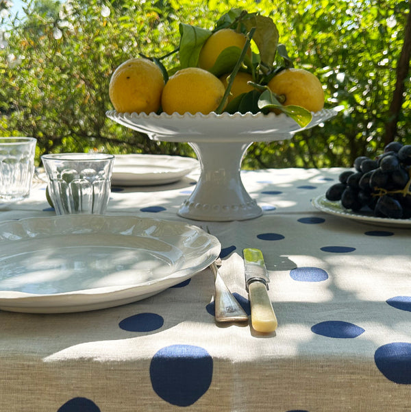 Polka Dot Linen Tablecloth