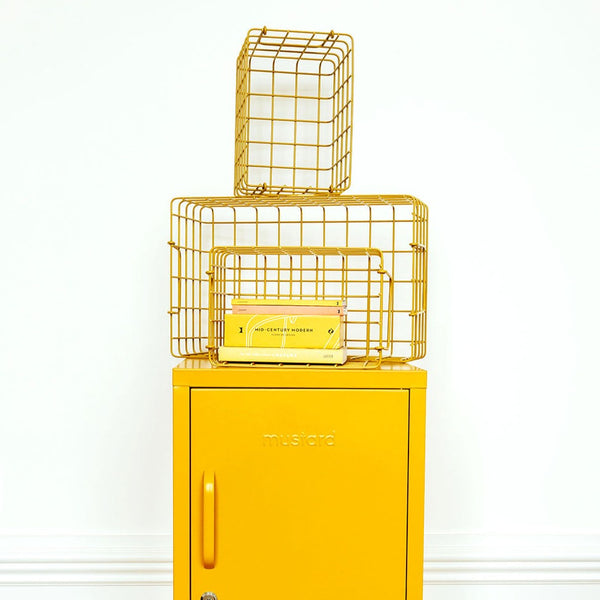 Coated Steel Wire Storage Baskets (Mustard)