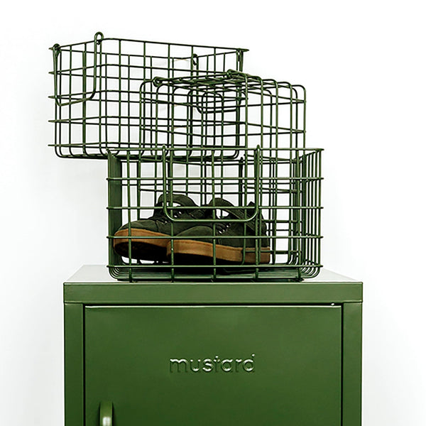 Coated Steel Wire Storage Baskets (Olive)
