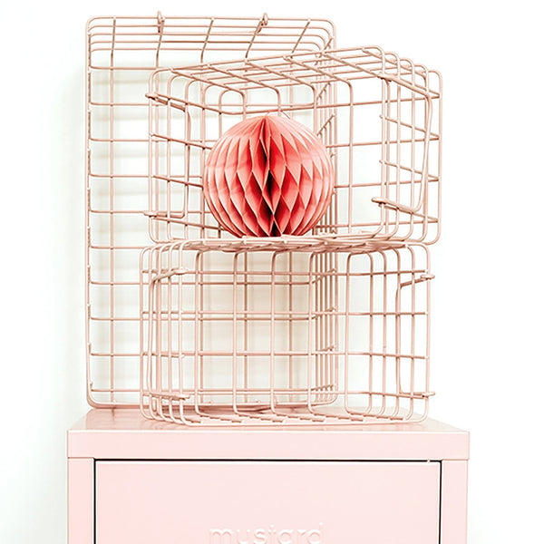 Coated Steel Wire Storage Baskets (Blush)