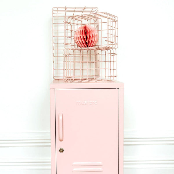 Coated Steel Wire Storage Baskets (Blush)