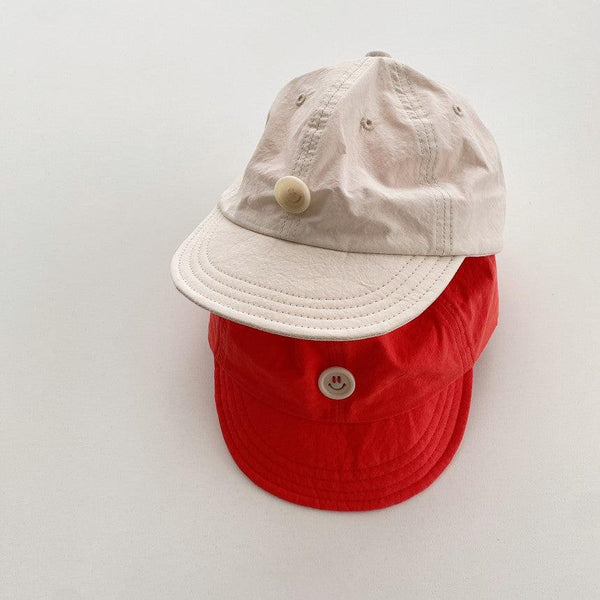 Cleo Cool Kid Smiley Button Cap (Oat)
