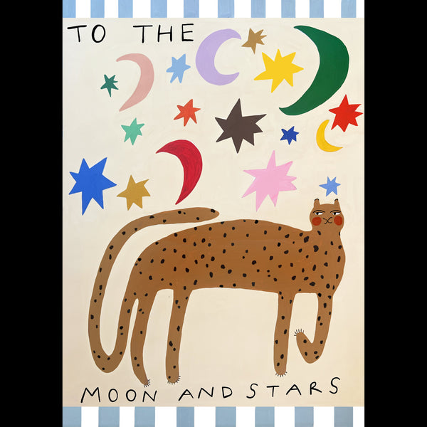 'To the Moon and Stars' Hand Painted Art Print (Black or Ivory)