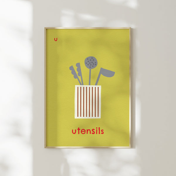 U for Utensils- Alphabet Art Print
