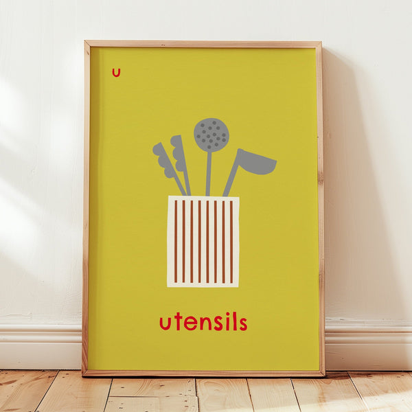 U for Utensils- Alphabet Art Print