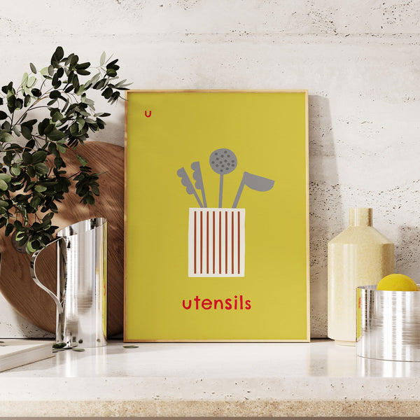 U for Utensils- Alphabet Art Print