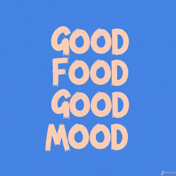 'Good Food Good Mood' Blue Art Print