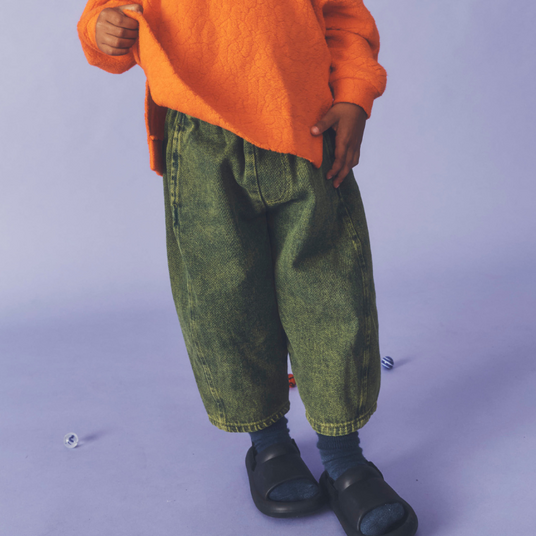 Manu Overdye Denim Barrel Leg Trousers (Acid Green)