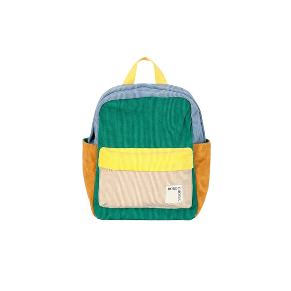 Colour-Block Padded Corduroy Back Pack School Bag