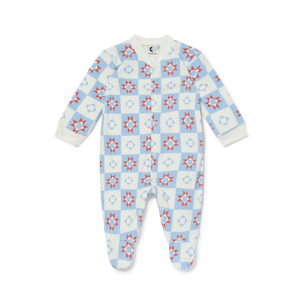 Patchwork Star Organic Cotton Baby Sleepsuit