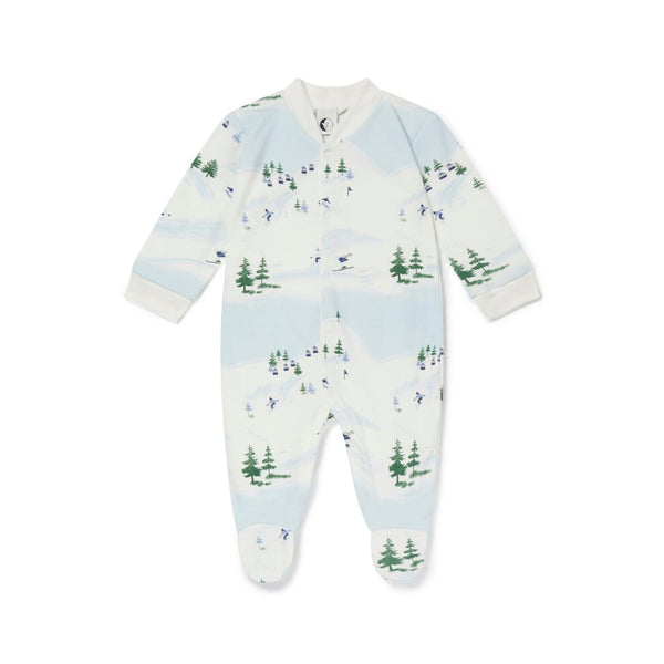 Ski Scene Organic Cotton Baby Sleepsuit