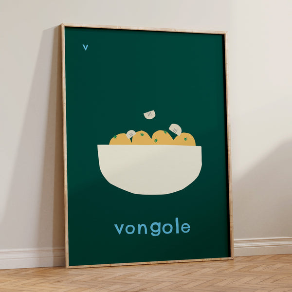 V for Vongole- Alphabet Art Print