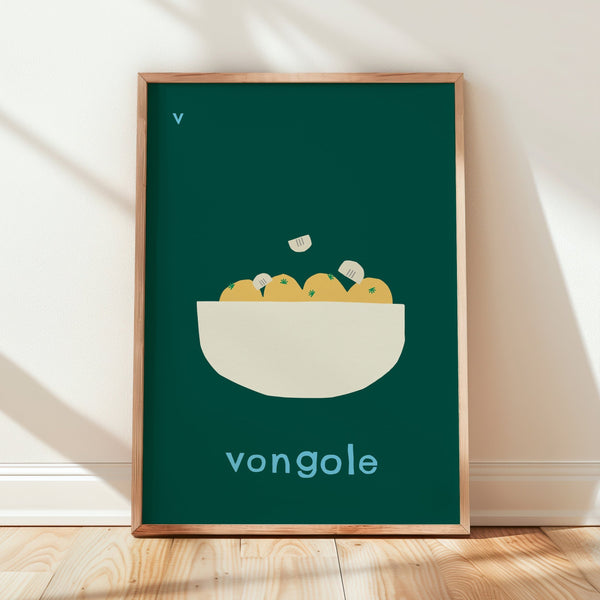 V for Vongole- Alphabet Art Print