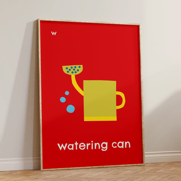 W for Watering Can- Alphabet Art Print