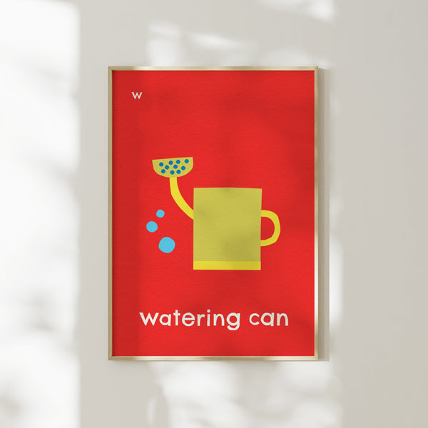 W for Watering Can- Alphabet Art Print