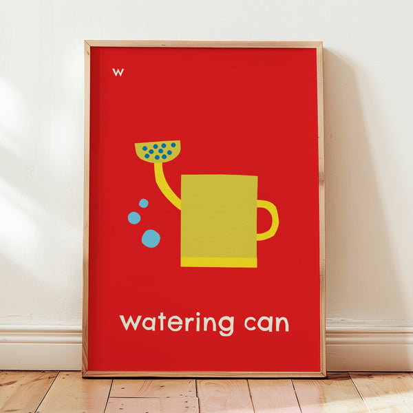 W for Watering Can- Alphabet Art Print