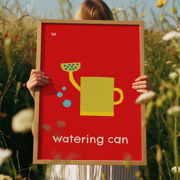W for Watering Can- Alphabet Art Print
