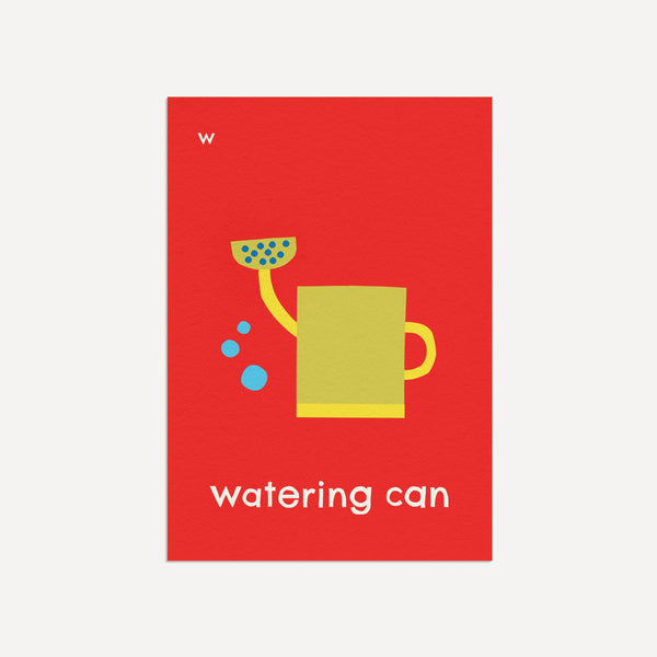 W for Watering Can- Alphabet Art Print