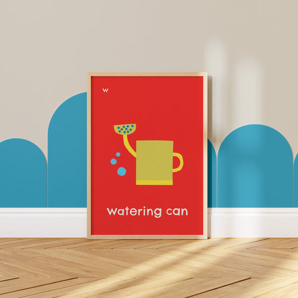 W for Watering Can- Alphabet Art Print