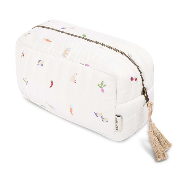 Cotton Quilted Nappy Pouch or Wash Bag (Little Farm)