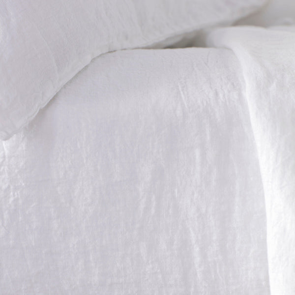 White Pure Linen Fitted Sheet