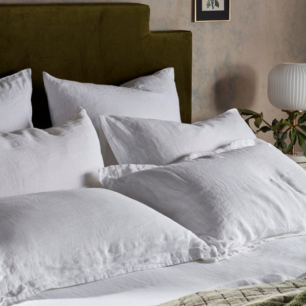 White Pure Linen Oxford Pillowcase