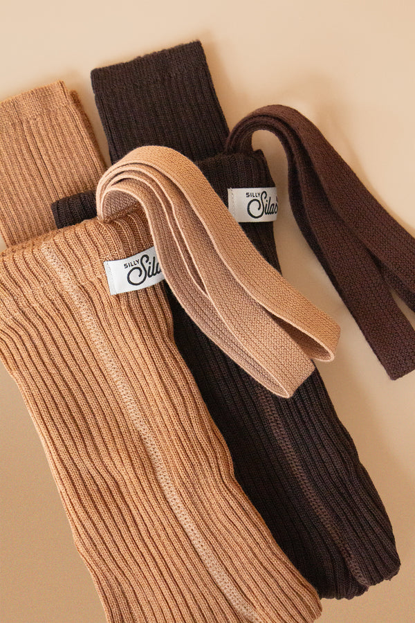 Silly Silas Unisex Footless Woollen Tights with Braces (Cappuccino)