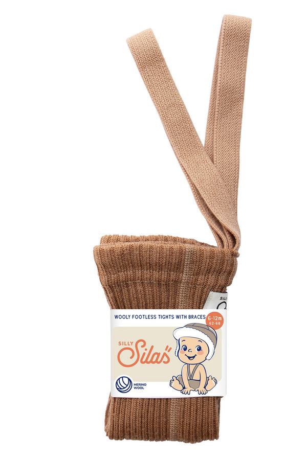 Silly Silas Unisex Footless Woollen Tights with Braces (Cappuccino)